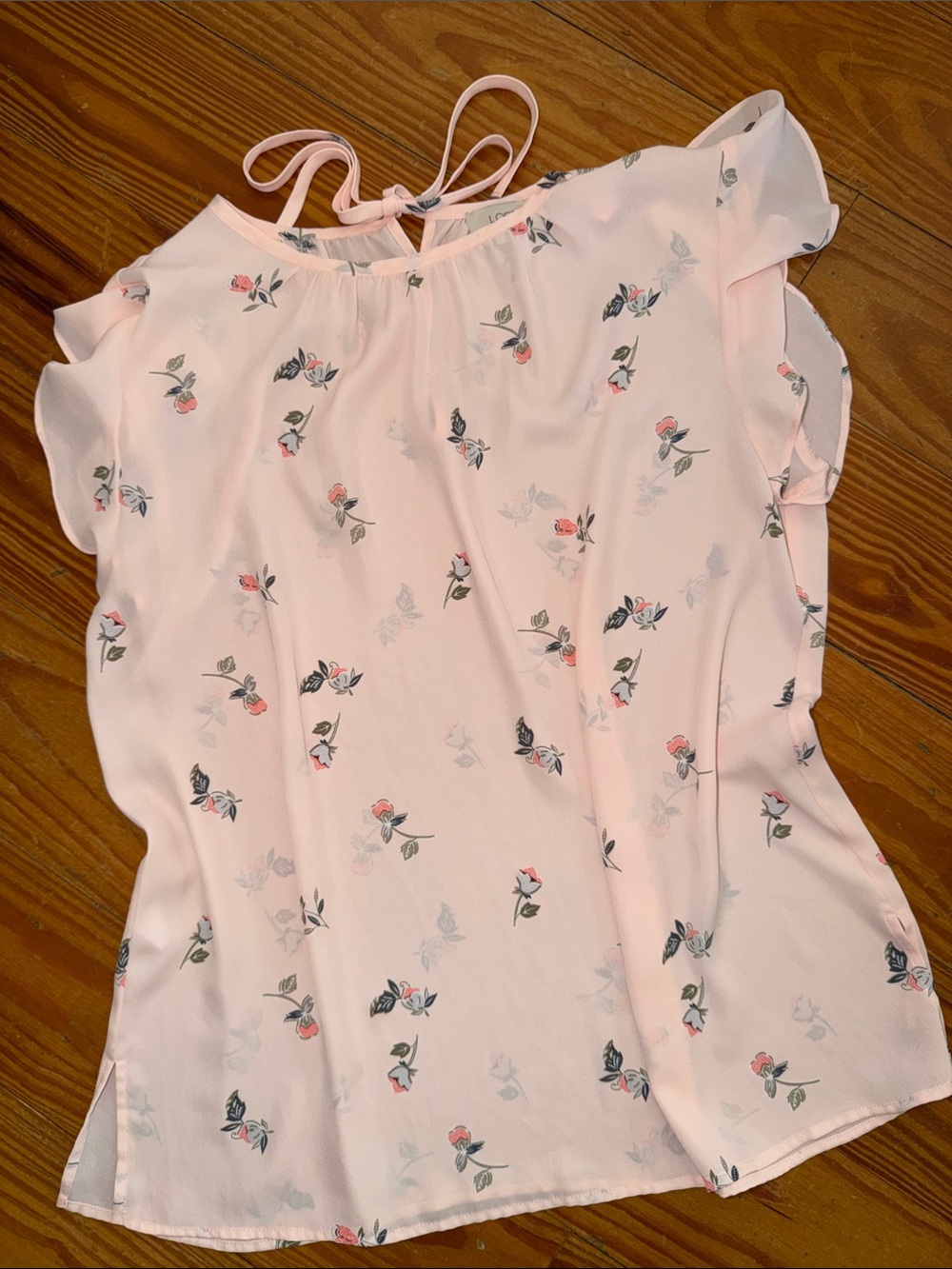Loft Women's Pink Floral Tie-Back Blouse
